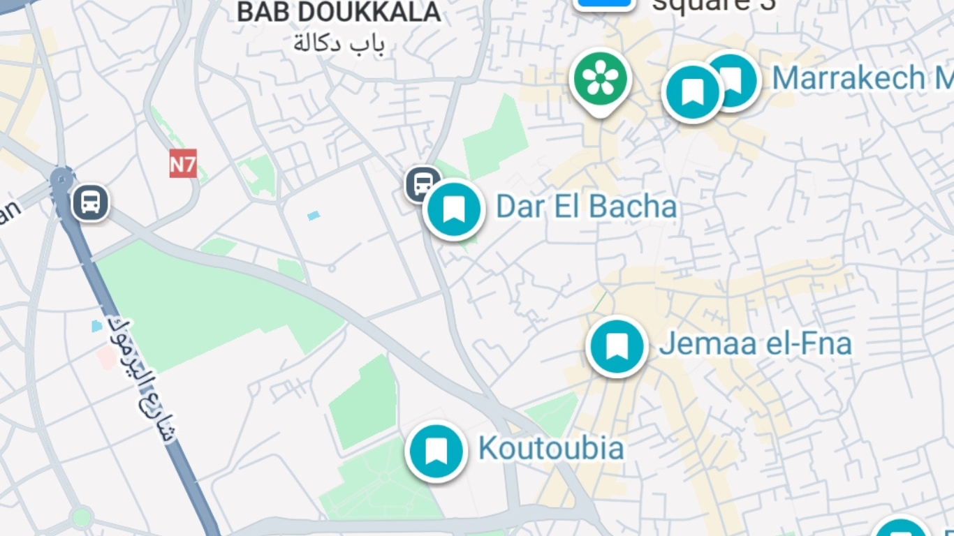 map of top 10 historical sites in marrakech