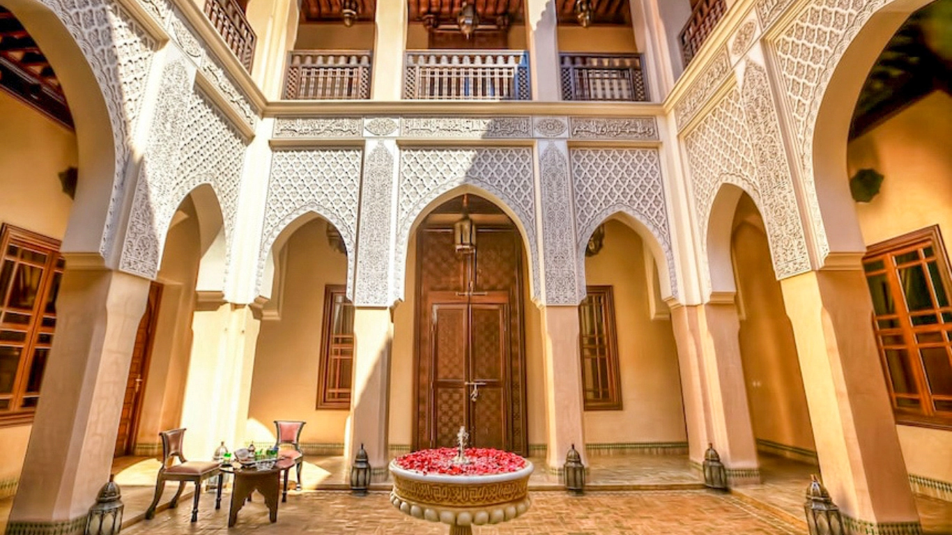 Luxury riads in Marrakech: Riad Kniza with stunning architecture and traditional Moroccan design.
